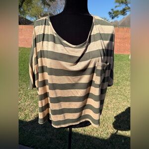 Dots Striped Olive and Tan Women's Top